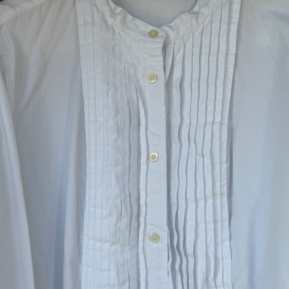 Timeless Lauren Ralph Lauren 16p white button-down shirt elegant pintuck detail - Picture 2 of 5
